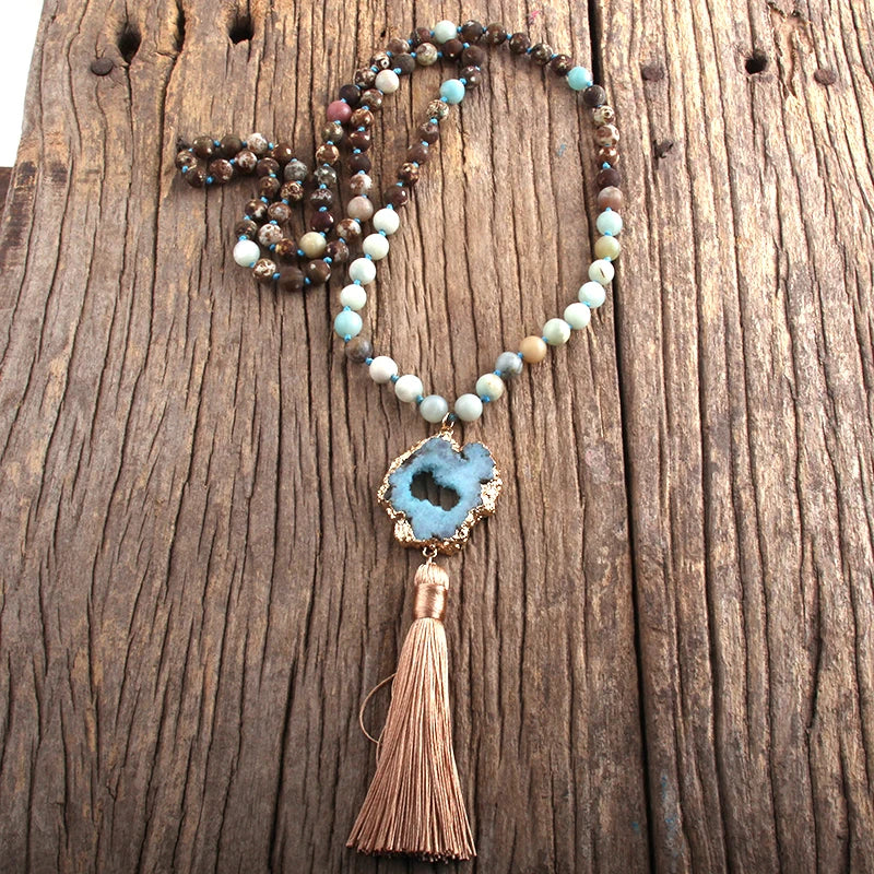 Earthy Boho Long Tassel Necklace
