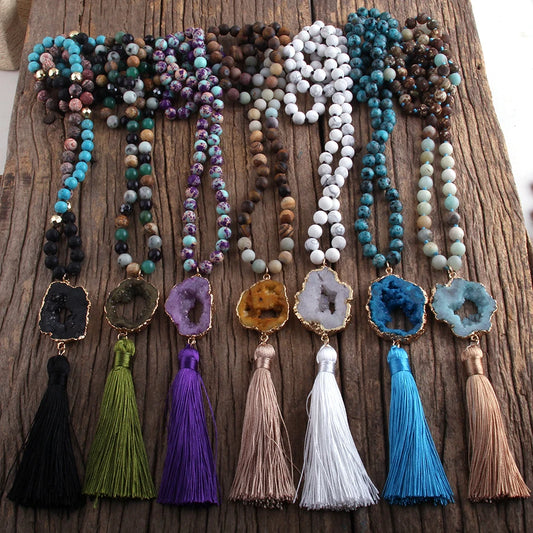 Earthy Boho Long Tassel Necklace