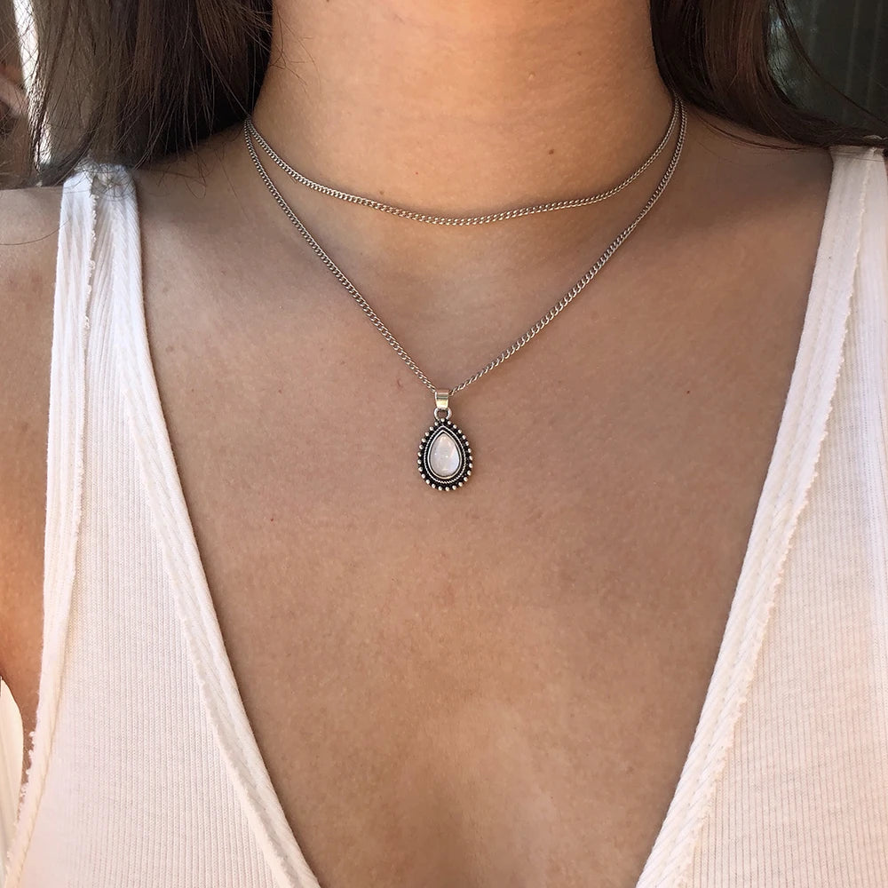 Multi Layer Stone Necklace Boho Chic