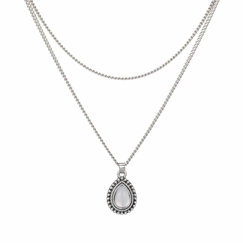 Multi Layer Stone Necklace Boho Chic