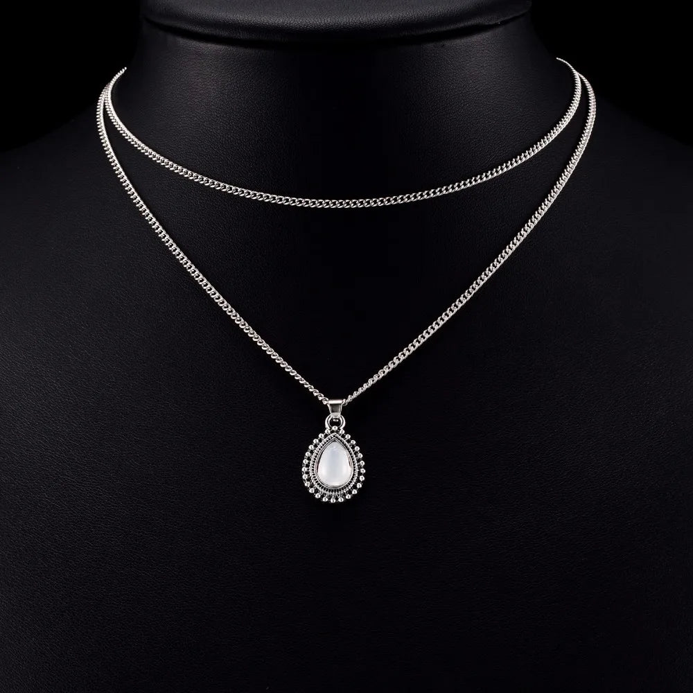 Multi Layer Stone Necklace Boho Chic