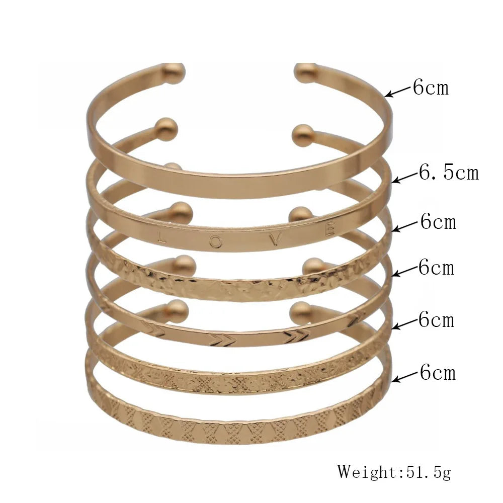 6-Piece Boho Gold Bangle Set