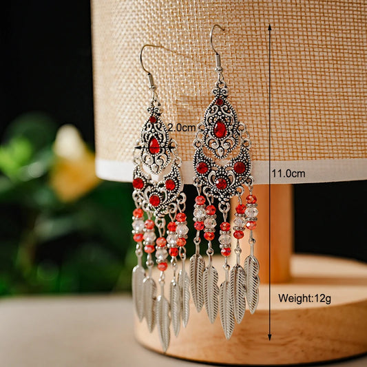 Boho Leaf Tassel Earrings