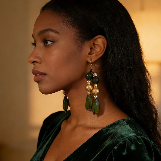 Boho Earthy Statement Earrings – Warm Toned Drop Jewelry