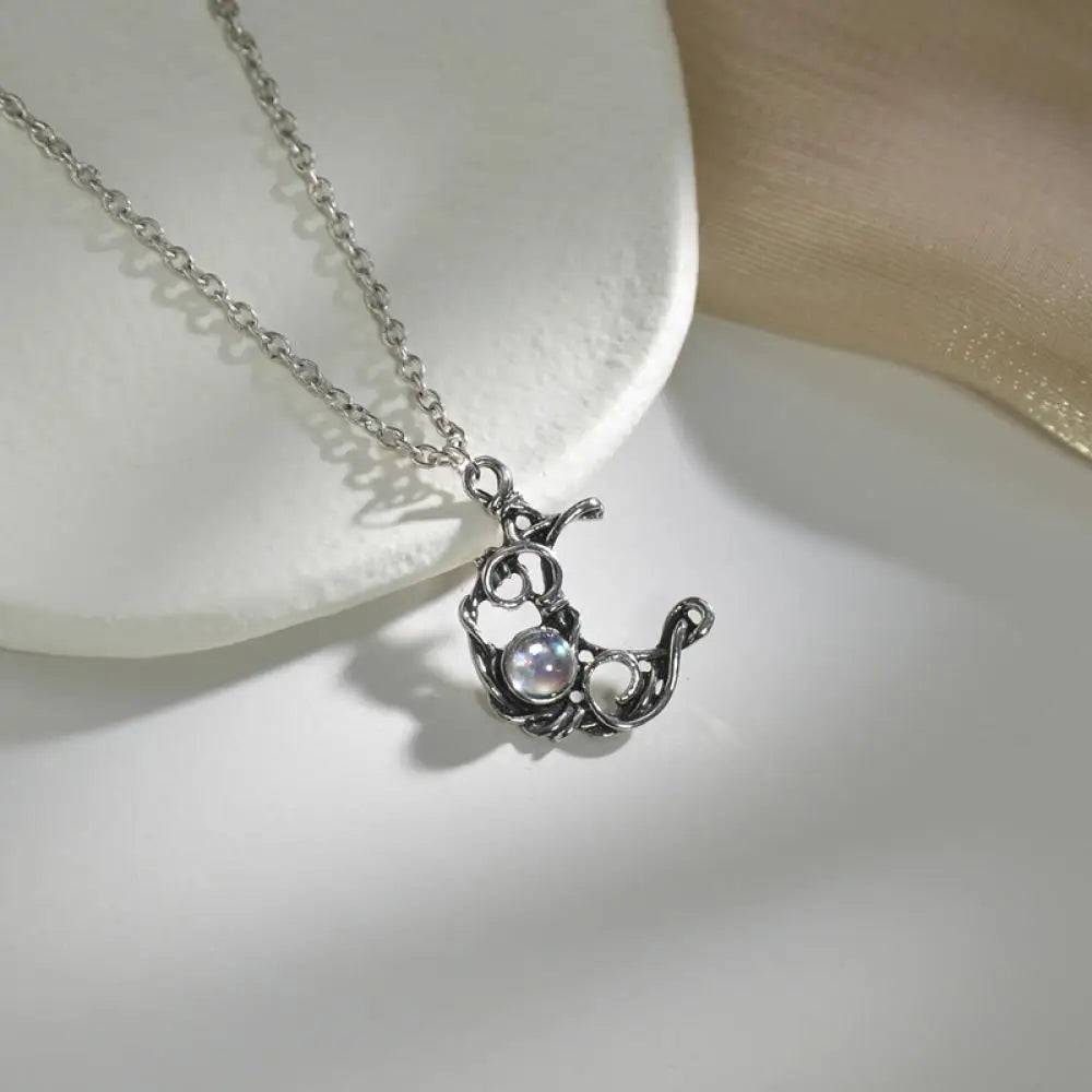 Crystal Moonstone Pendant Necklace boho chic free spirit