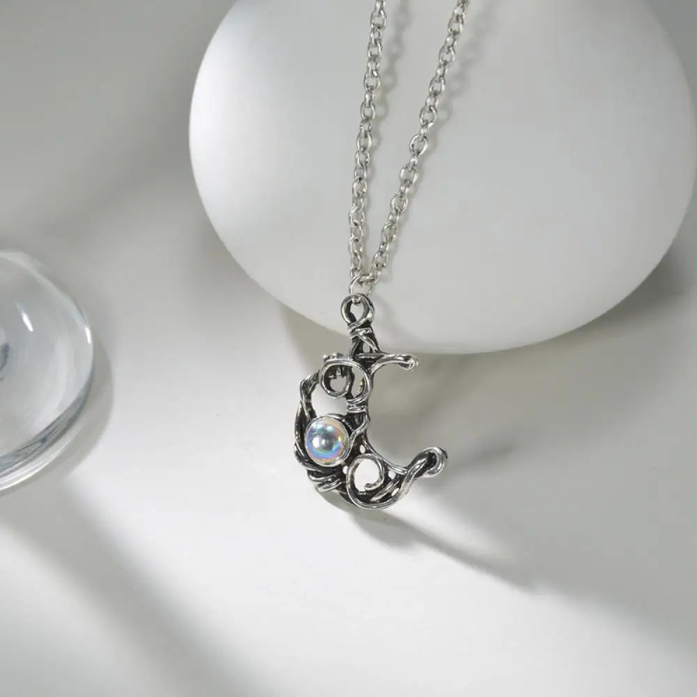 Crystal Moonstone Pendant Necklace boho chic free spirit