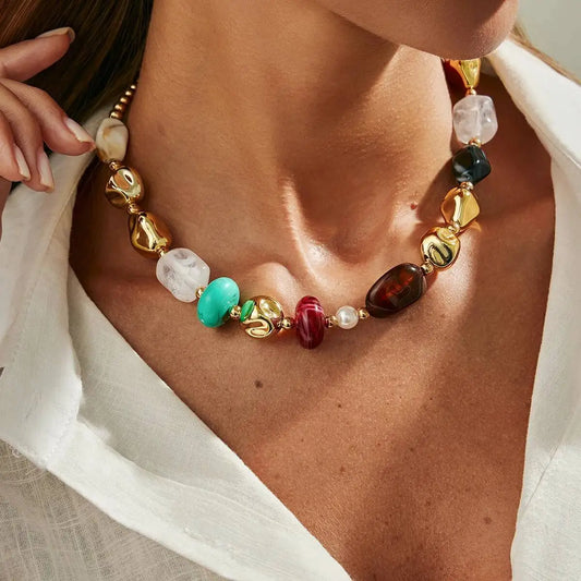 Colorful Bohemian Resin Bead Neck Chain