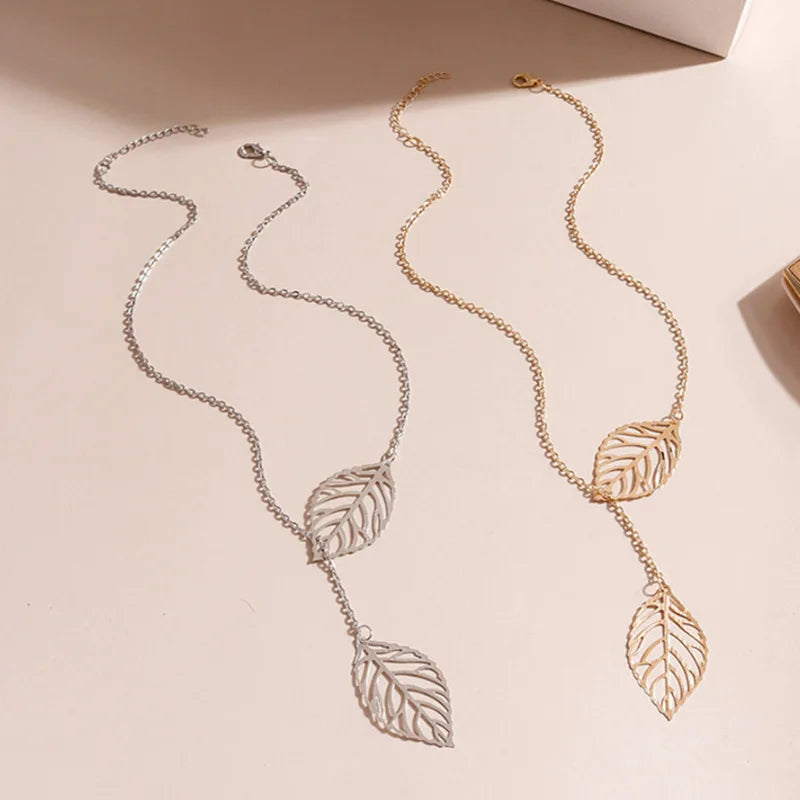 Double Leaves Necklaces Boho free spirit