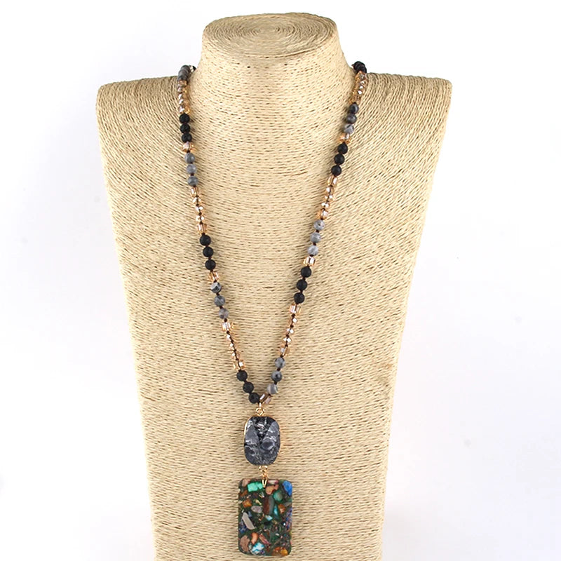 Boho Turquoise Crystal Necklace