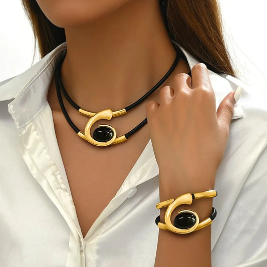 Acrylic Stone Boho Necklace & Bracelet Set