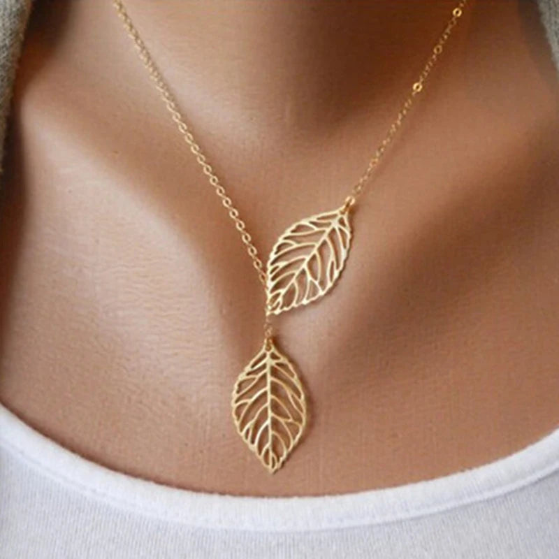Double Leaves Necklaces Boho free spirit
