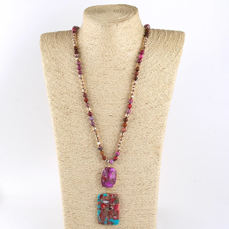 Boho Turquoise Crystal Necklace