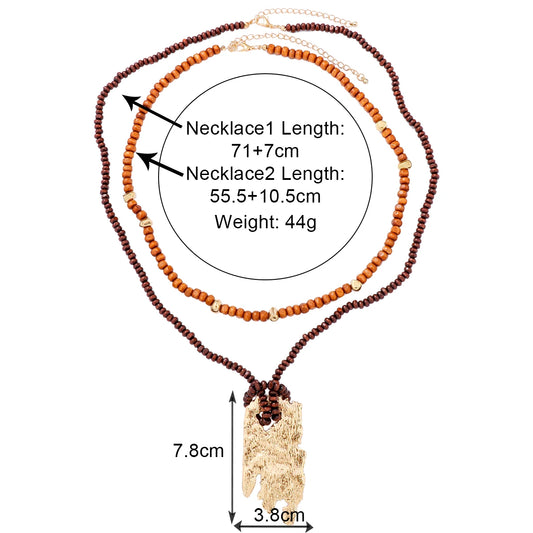 Vintage Wooden Beads Necklace Boho lifestyle