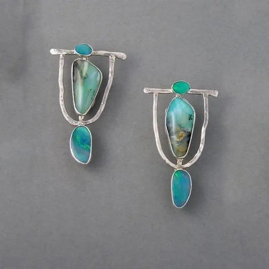 Blue Stone Stud Earring Boho Chic