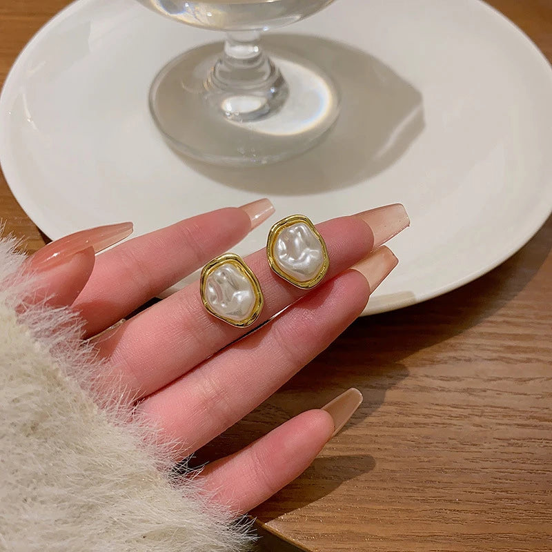 White Oval Stud Earrings Free spirit Lifestyle Jewelry