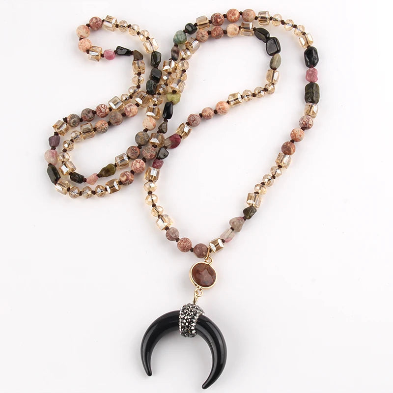 Horn Moon Natural Stones Necklace boho chic