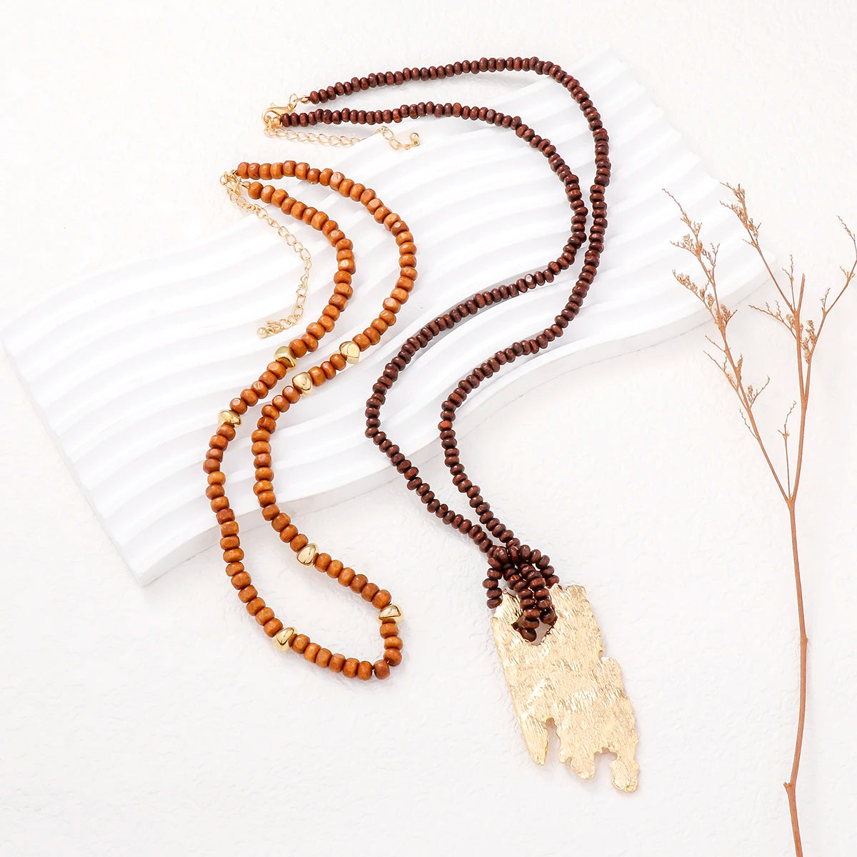 Vintage Wooden Beads Necklace Boho lifestyle
