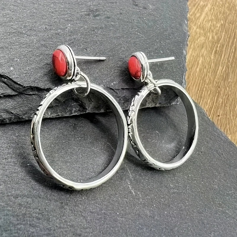 Artisan Stone & Metal Boho Earrings