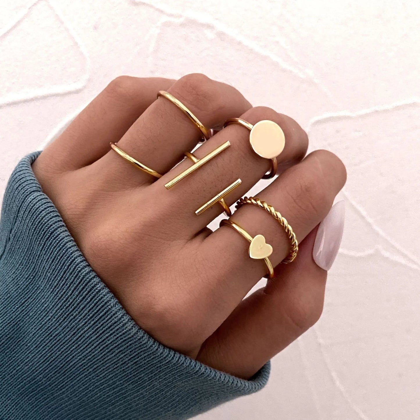 Vintage Butterfly Hollow Heart Rings