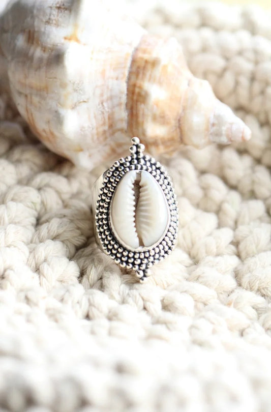 Boho Natural Cowrie Shell Ring