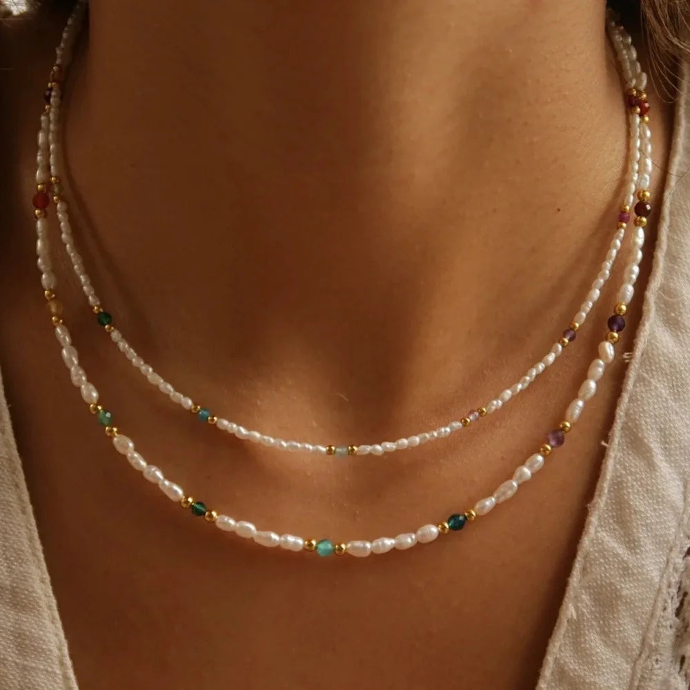 Pearls Multilayer Golden Chain Necklaces