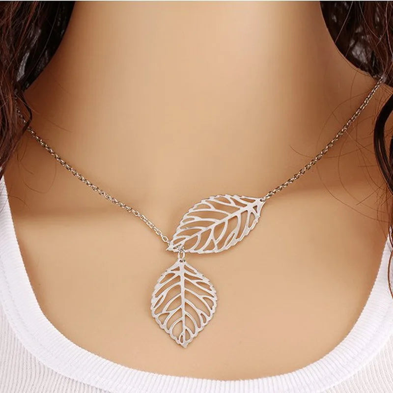 Double Leaves Necklaces Boho free spirit