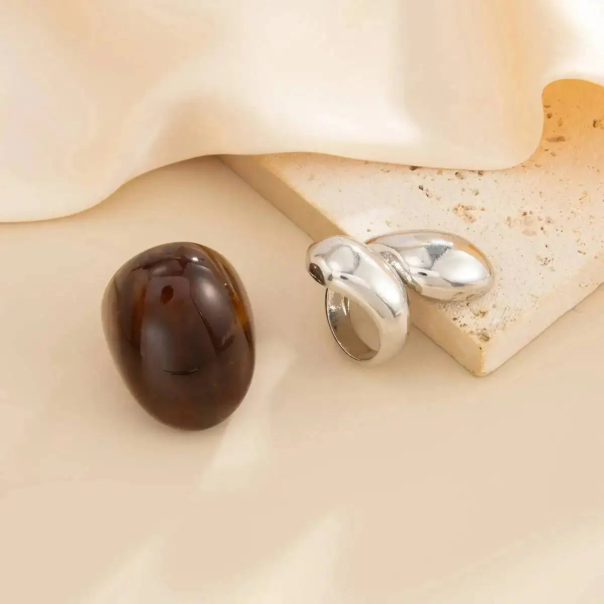 Boho Geometric Chunky Resin Knuckle Rings (2-Piece)