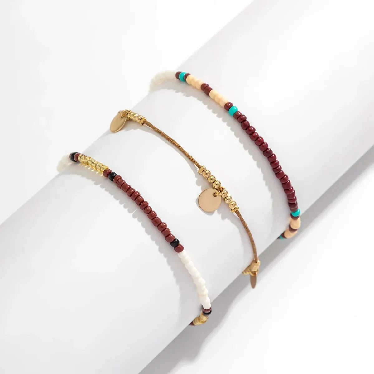 3-Piece Boho Rice Bead Anklets