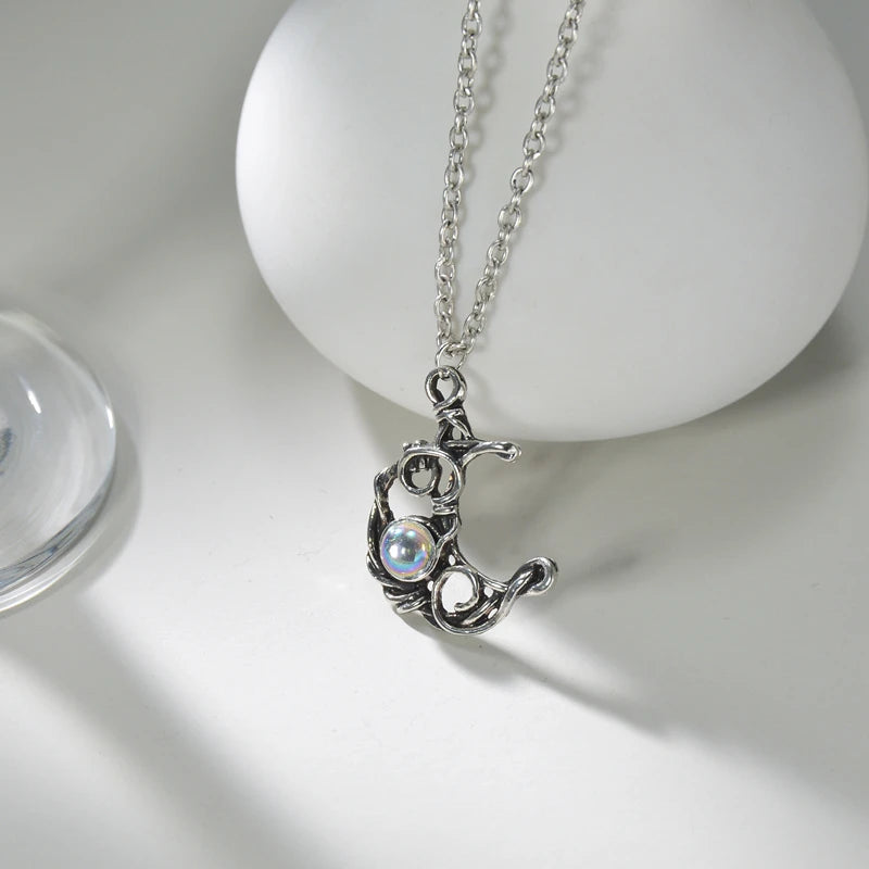 Crystal Moonstone Pendant Necklace boho chic free spirit