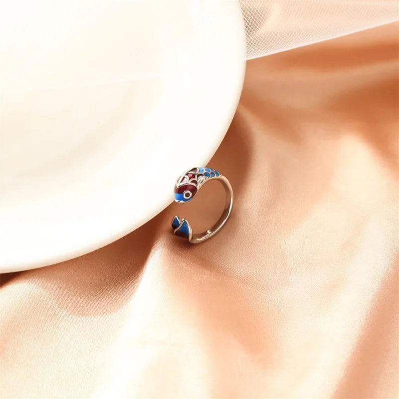 Vintage Silver Blue Lotus Flower Rings boho chic free spirit