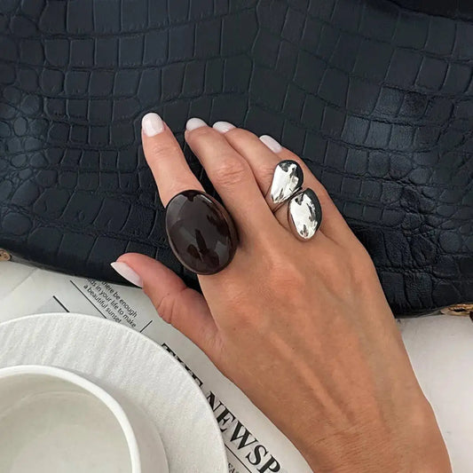 Boho Geometric Chunky Resin Knuckle Rings (2-Piece)