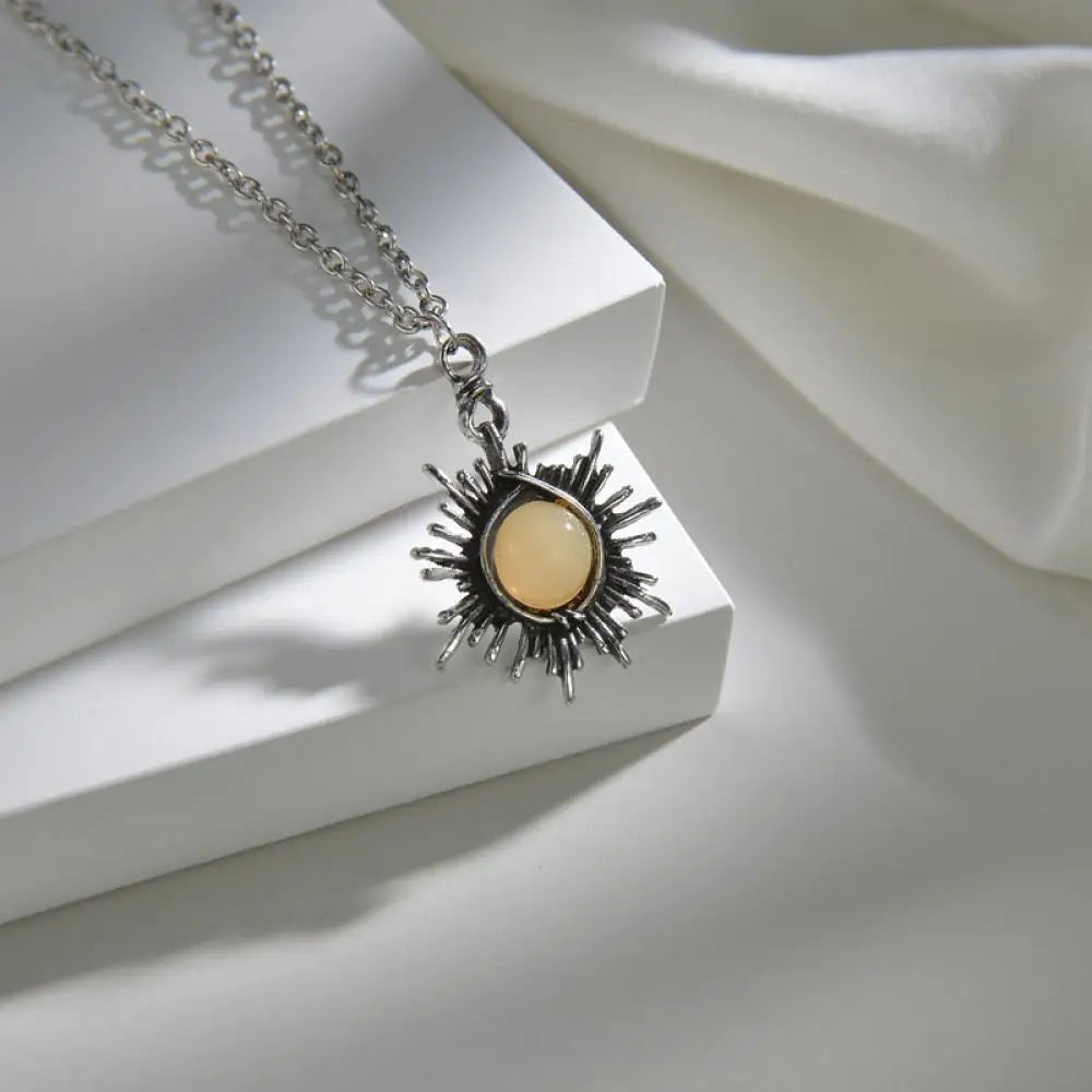 Crystal Moonstone Pendant Necklace boho chic free spirit