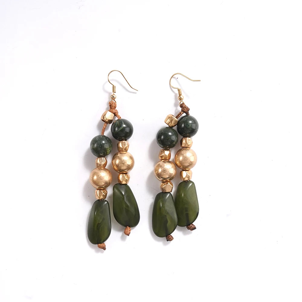 Boho Earthy Statement Earrings – Warm Toned Drop Jewelry