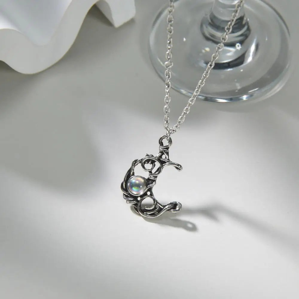 Crystal Moonstone Pendant Necklace boho chic free spirit