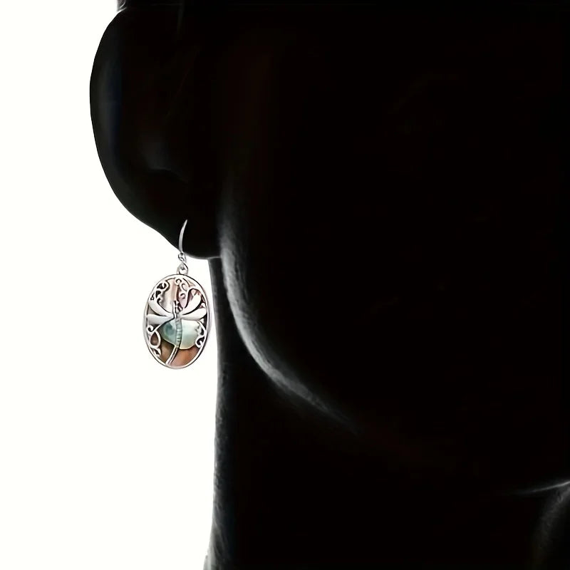 Abalone Shell Dragonfly Earrings
