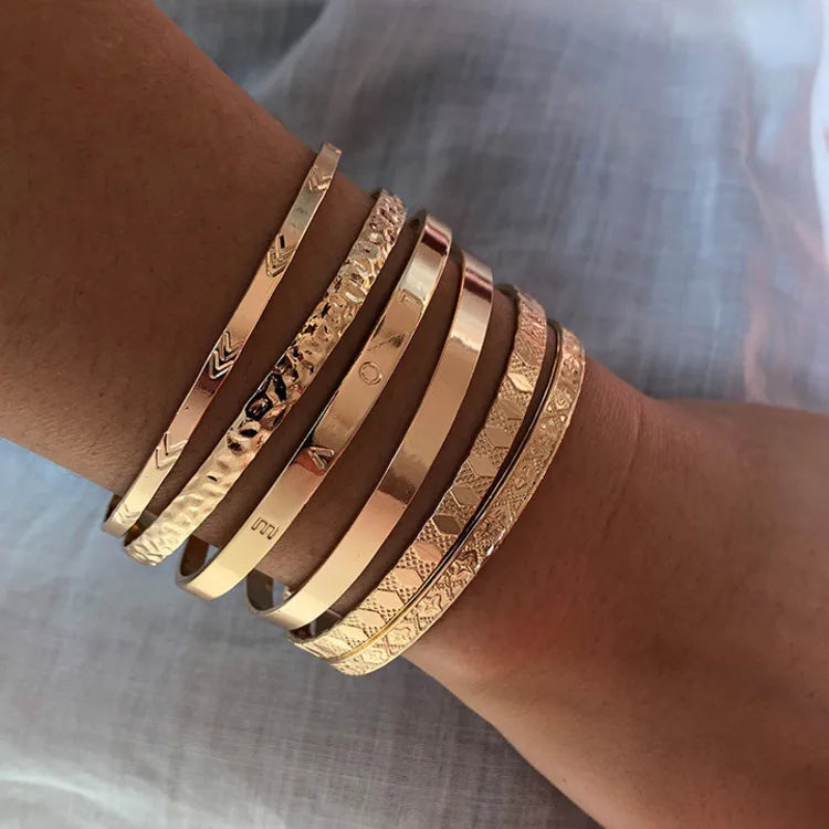 6PCS Set Boho Gold Color Bracelet