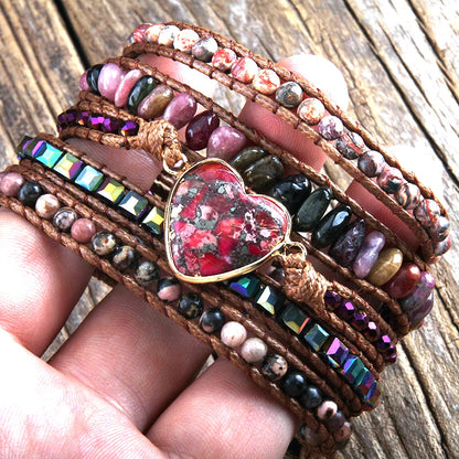 Natural Stones Heart Bracelet Boho chic jewelry