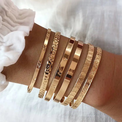 6PCS Set Boho Gold Color Bracelet