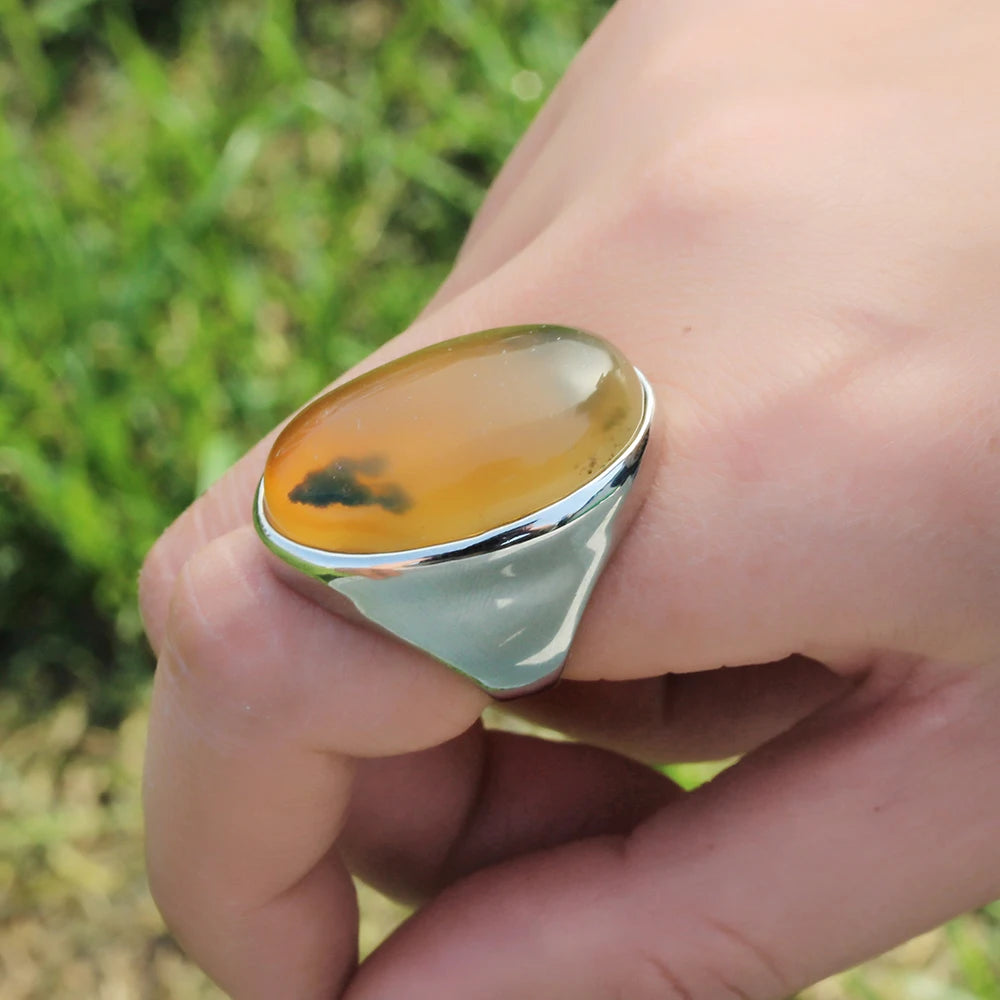 Oval Tiger Eye Natural Stone Ring