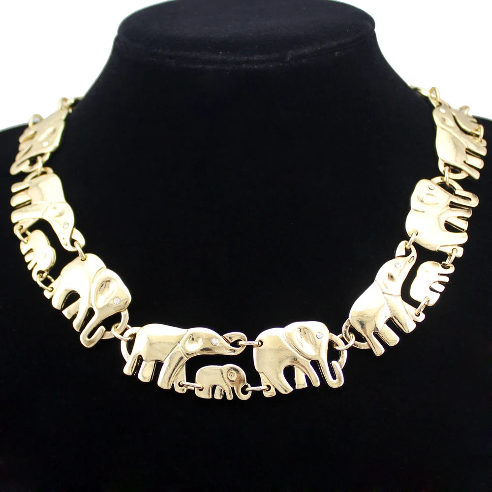 Vintage Elephant Collar Choker Necklace & Bracelet boho chic free spirit