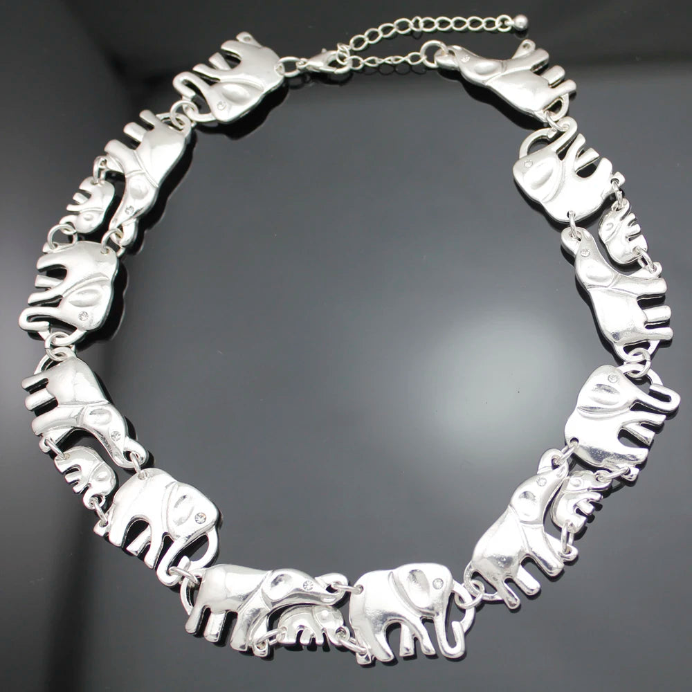 Vintage Elephant Collar Choker Necklace & Bracelet boho chic free spirit