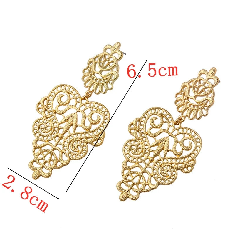 Hollow Leaves Flower Pendants Earring