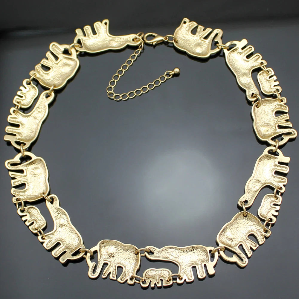 Vintage Elephant Collar Choker Necklace & Bracelet boho chic free spirit