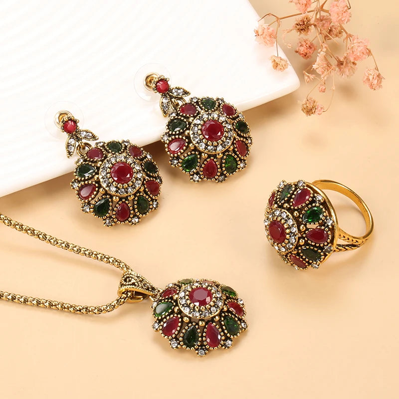 Crystal Flower Jewelry Sets Boho Chic 