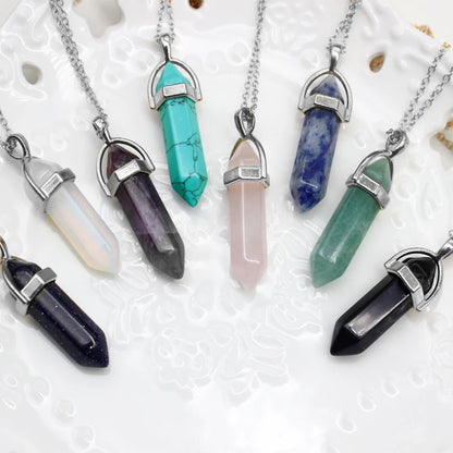 Hexagonal Natural Stone Crystal Necklace