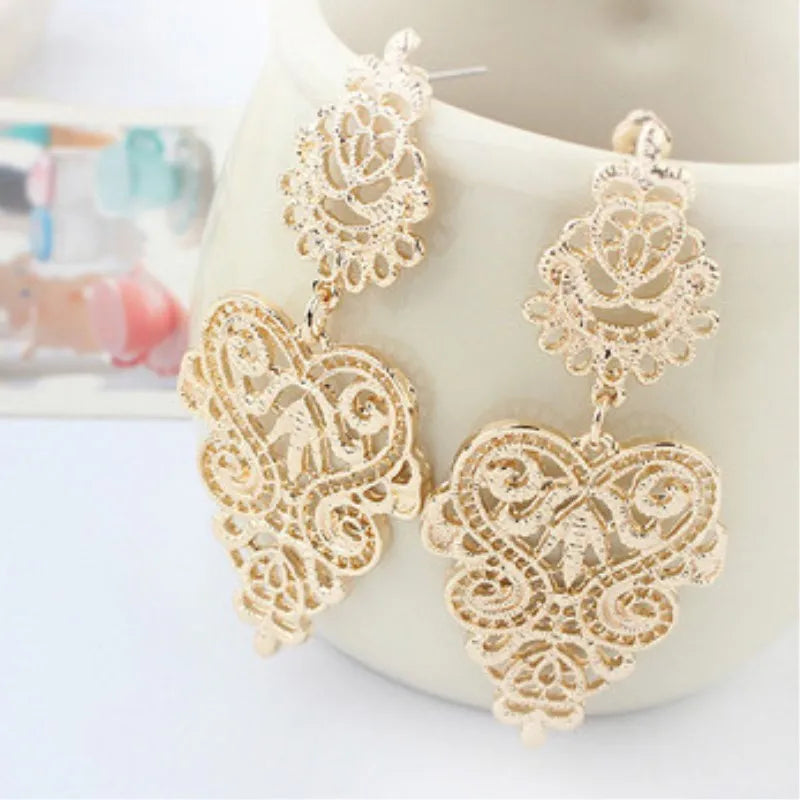 Hollow Leaves Flower Pendants Earring