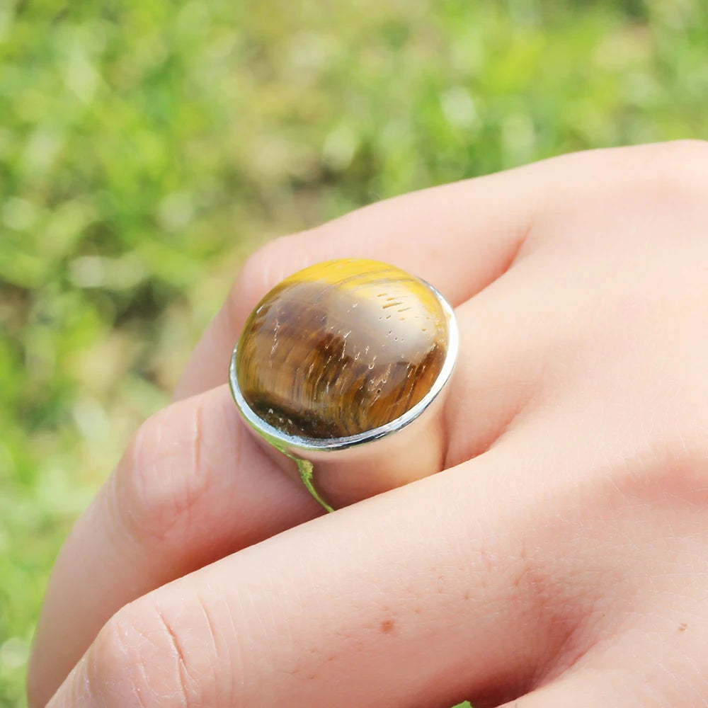 Oval Tiger Eye Natural Stone Ring