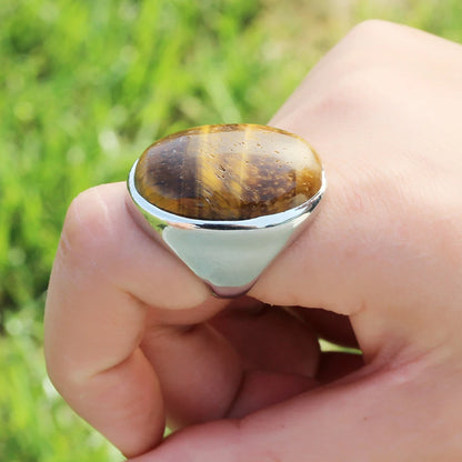 Oval Tiger Eye Natural Stone Ring