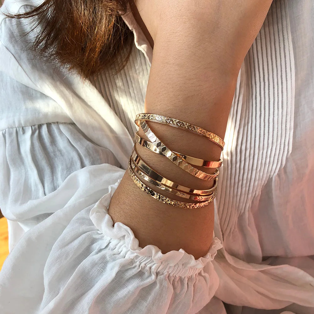 6PCS Set Boho Gold Color Bracelet