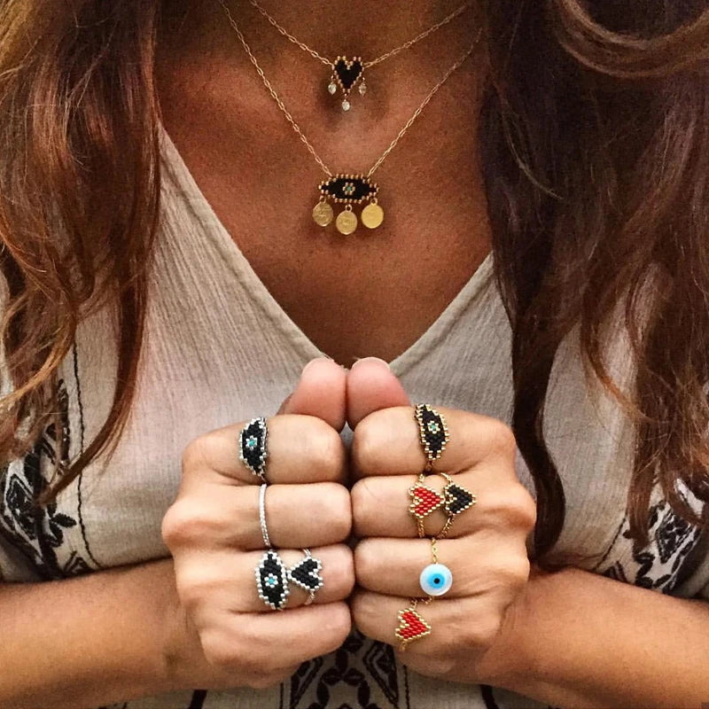 Heart & Eye Rings Boho Chic 